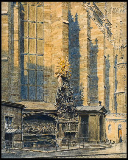 Blick auf die Capistrankanzel an der Ecke des Nordchors des Wiener Stephansdoms