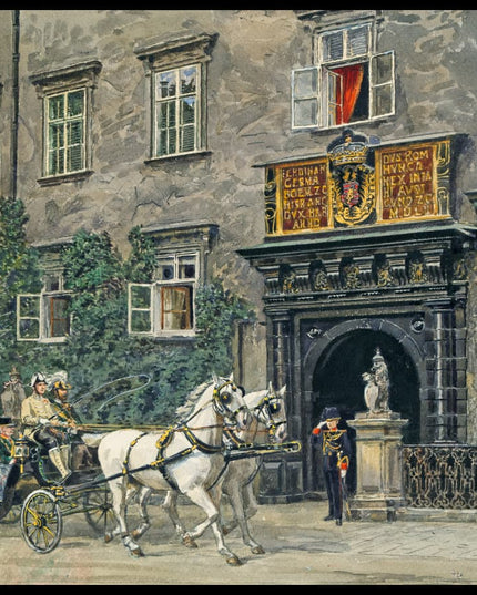 Kaiser Franz Joseph in einer Kutsche vor dem Schweizer Tor