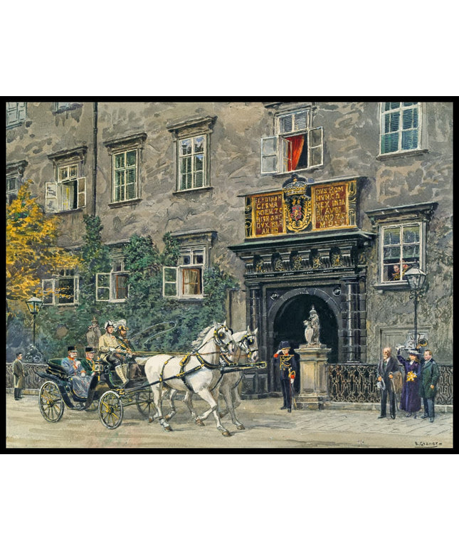 Kaiser Franz Joseph in einer Kutsche vor dem Schweizer Tor