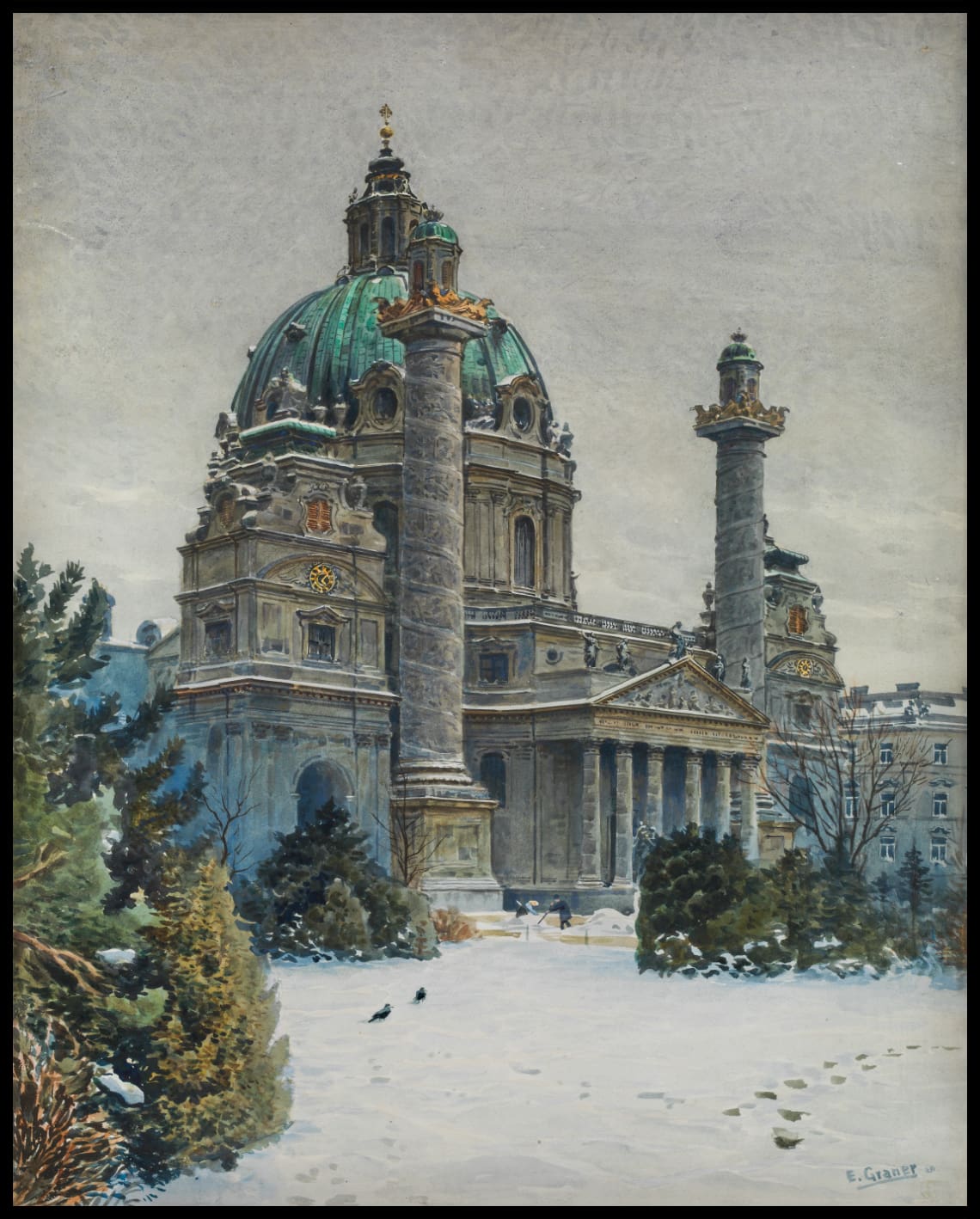 Wien, Karlskirche im Winter
