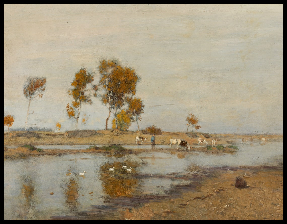 Flußlandschaft mit Kühen