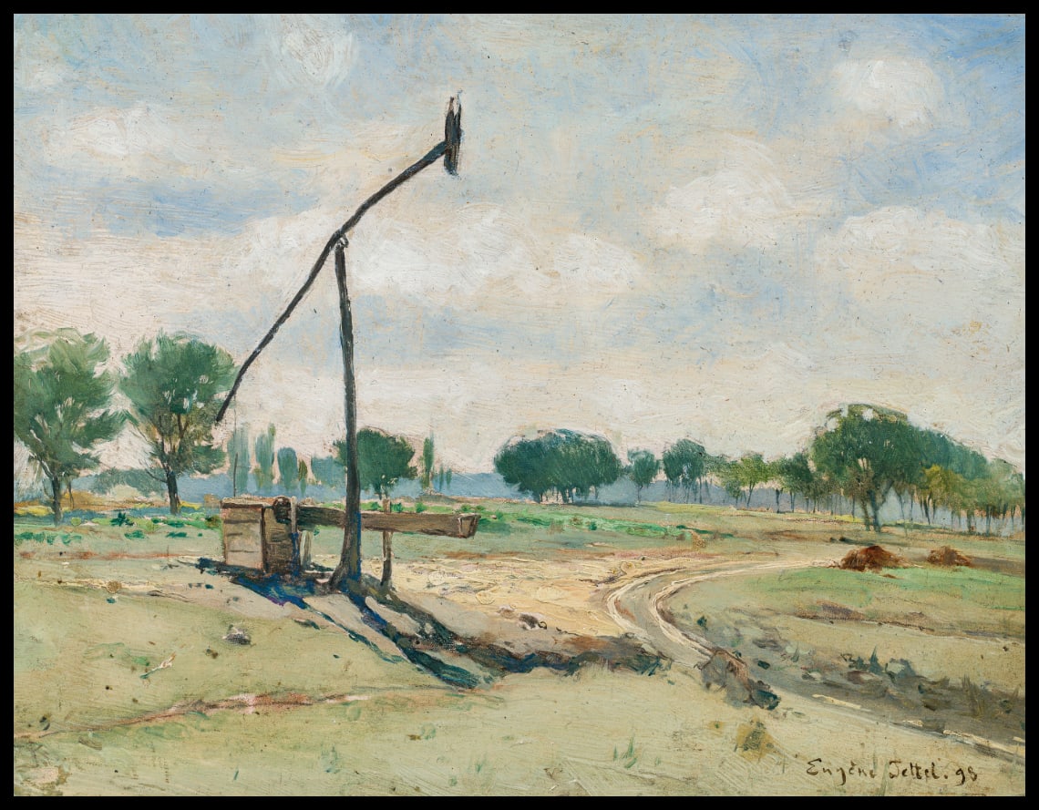 Ungarische Landschaft mit Brunnen