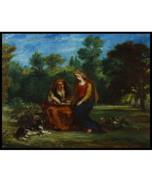 Anna lehrt Maria das Lesen