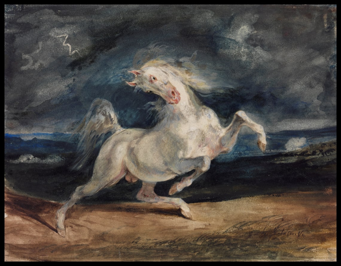 Cheval effrayé par la foudre