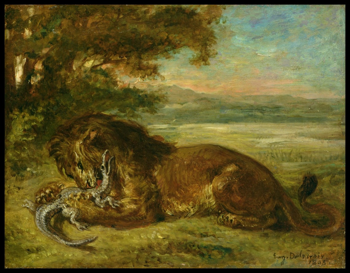Lion et alligator