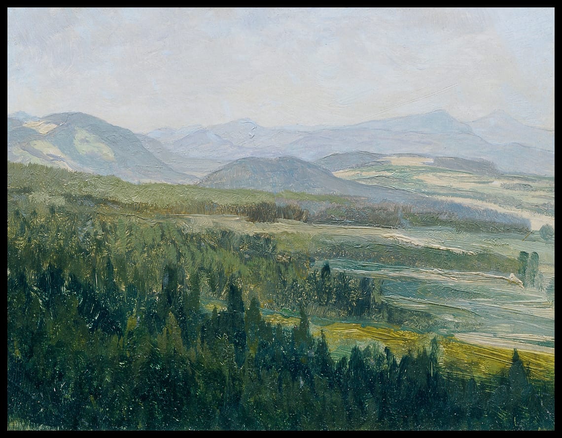 Böhmisches Mittelgebirge, Blick vom Erzgebirge nach Böhmen