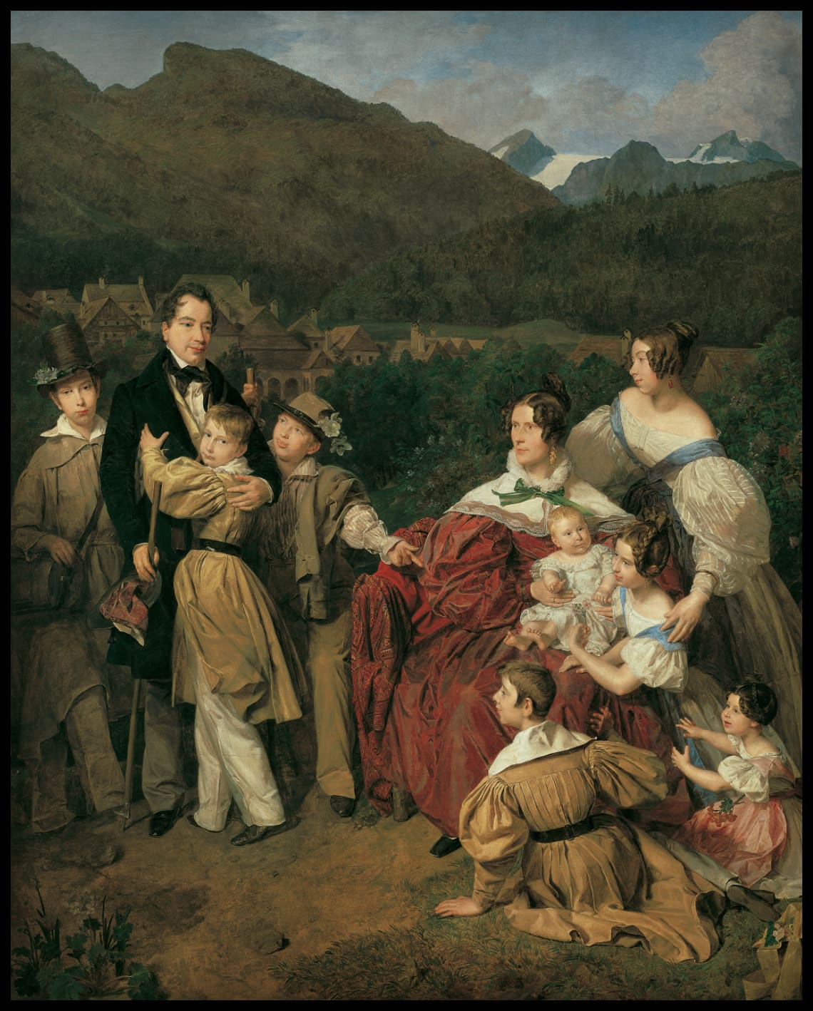 The notary Dr. Josef August Eltz with his wife Caroline and their eight children in Ischl