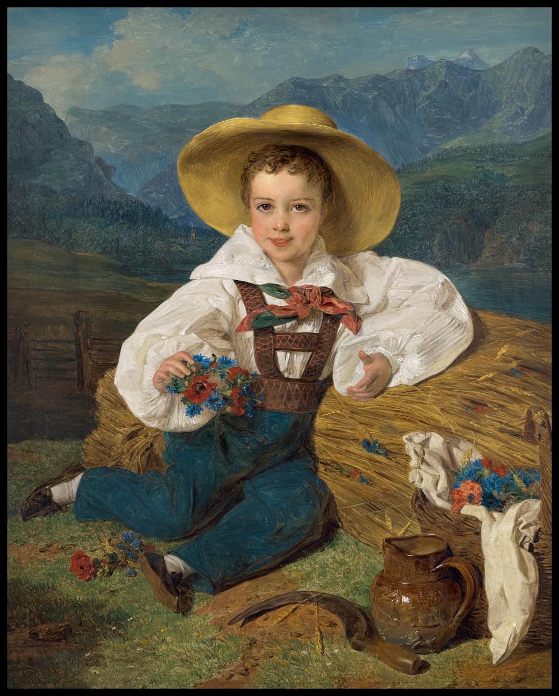 Count Demetrius Apraxin as a child in front of a mountain landscape