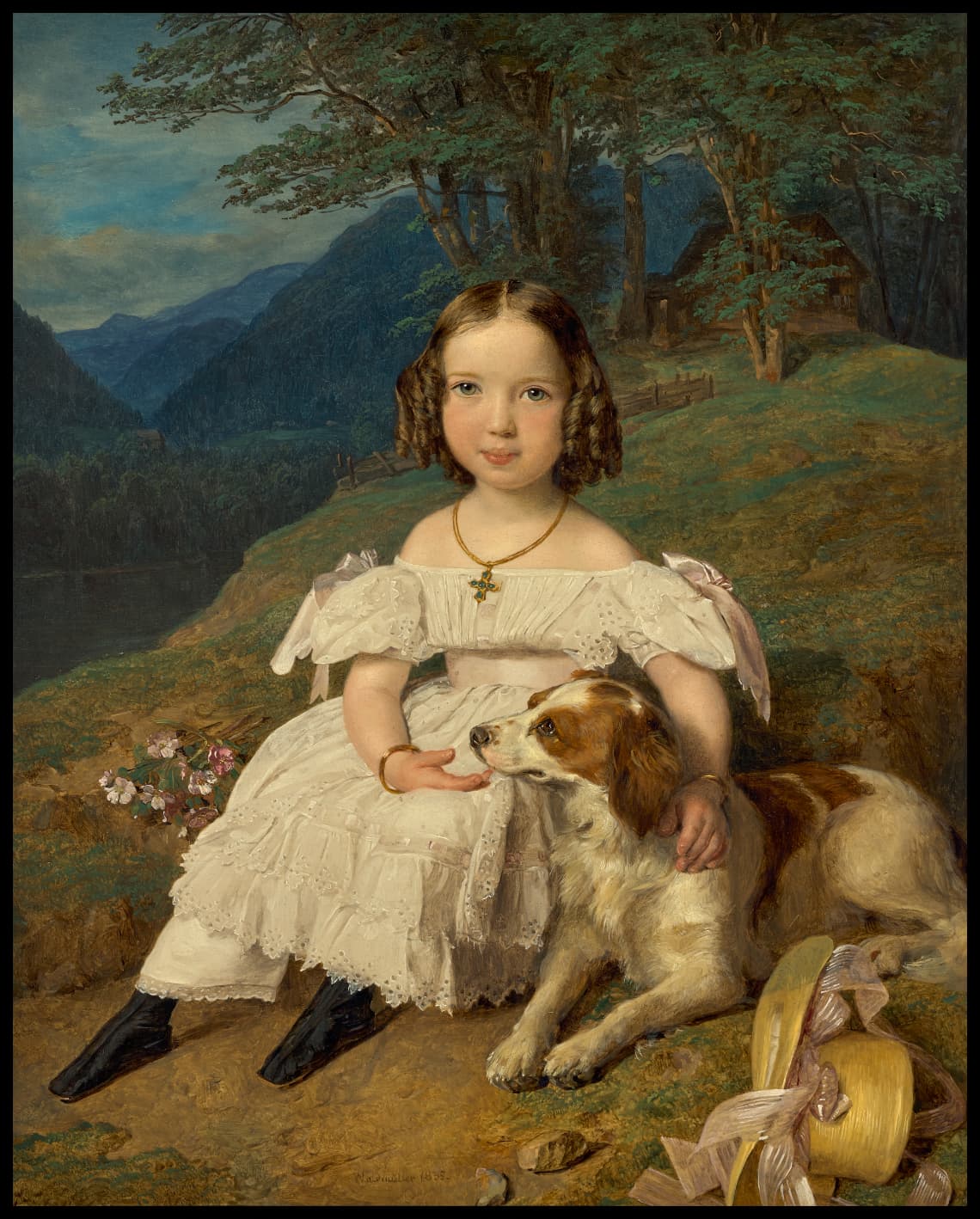 Julia Comtesse Apraxin, seated girl with dog