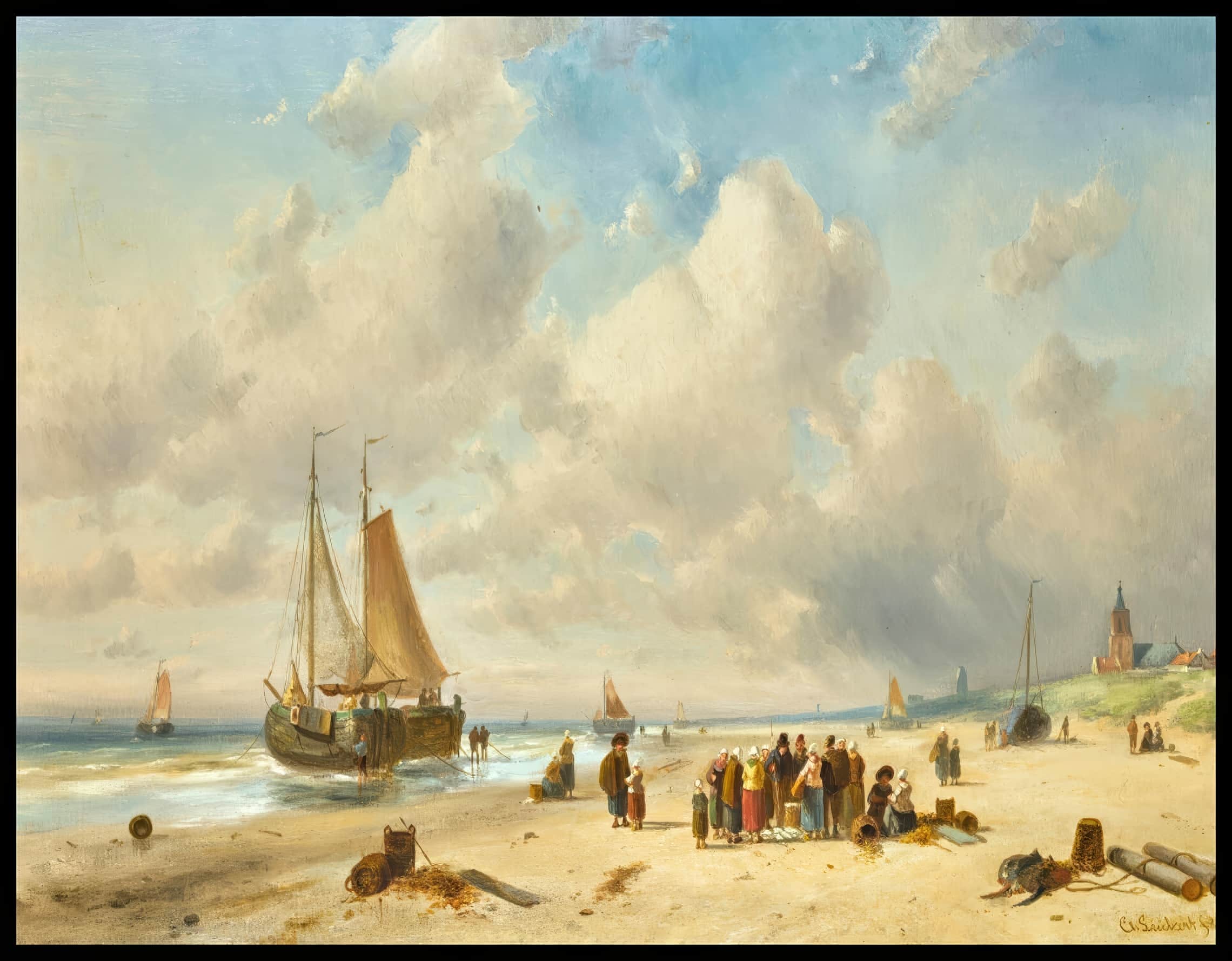 Fisherfolk On The Beach