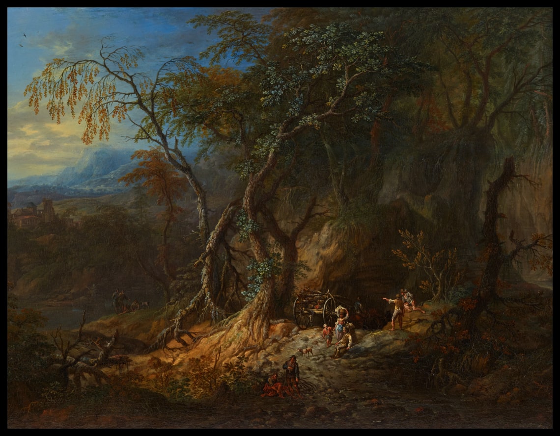 Waldlandschaft mit freiem Ausblick links