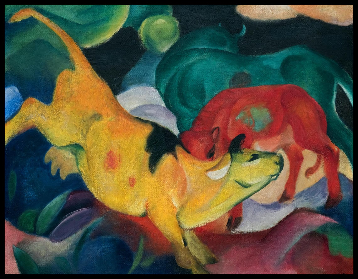 Cows (red, green, yellow)