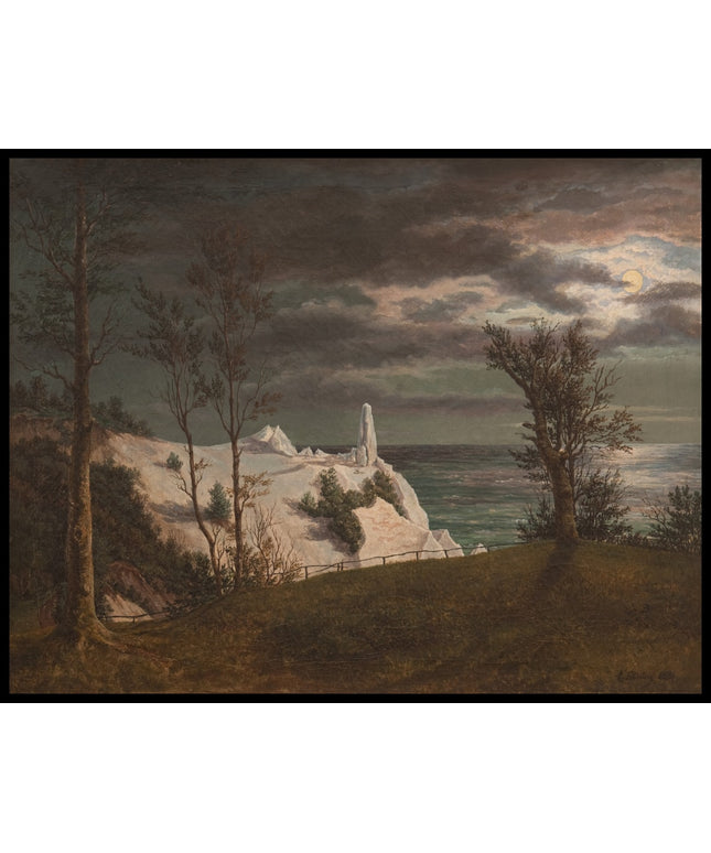 The Summer Spire on the Chalk Cliffs of the Island Møn. Moonlight