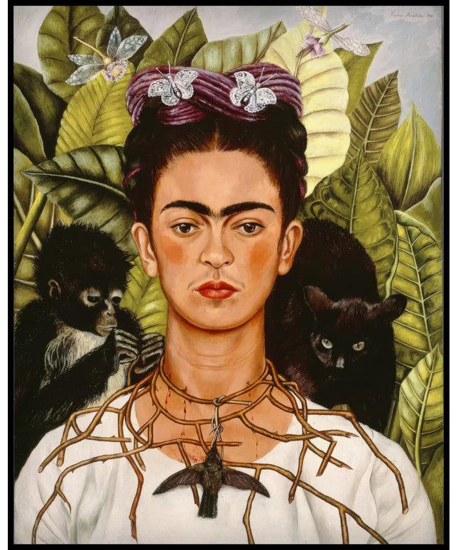 Self-Portrait with Thorn Necklace and Hummingbird