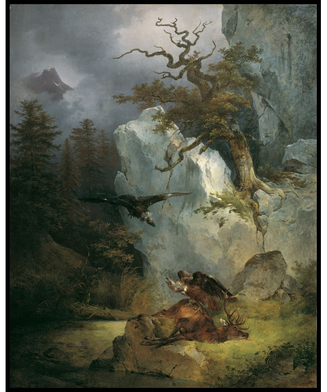 Ein Geier auf verendetem Hirsch