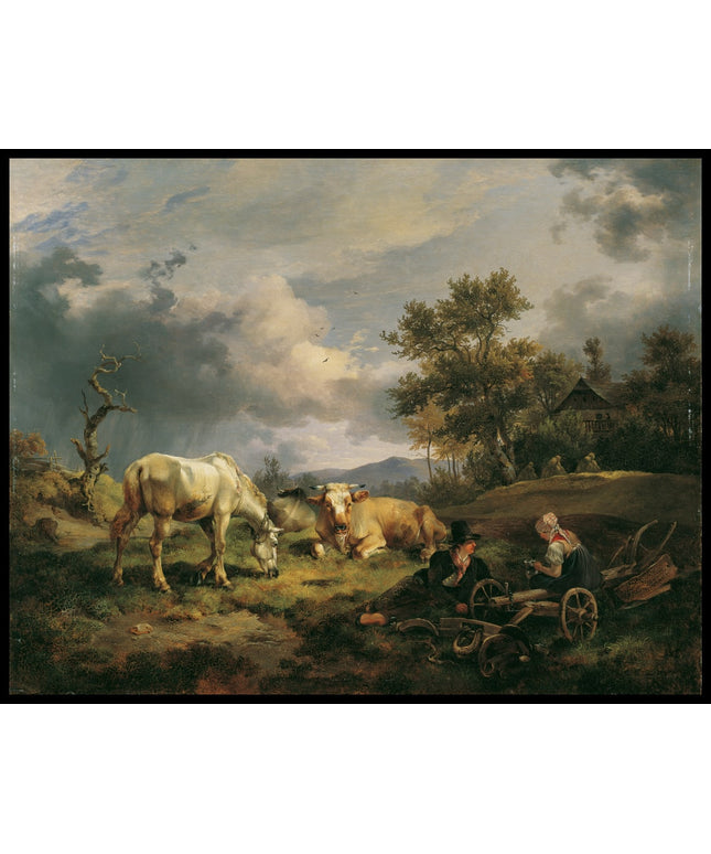 Junges Bauernpaar auf dem Feld rastend