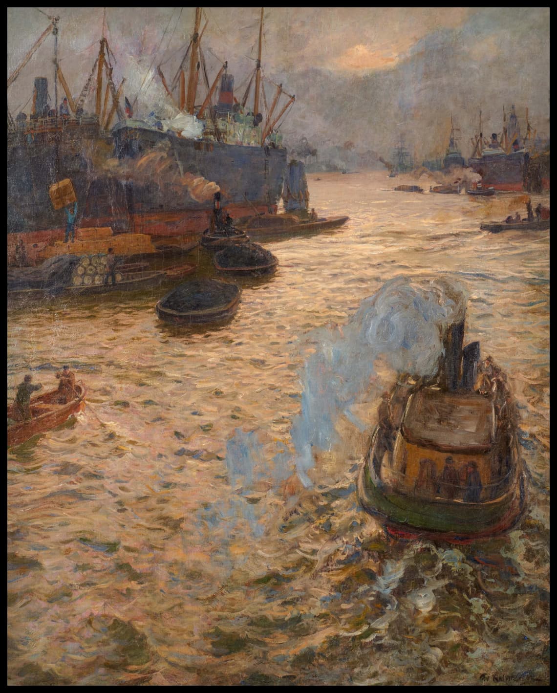 In Rauch und Dunst Hamburger Hafen