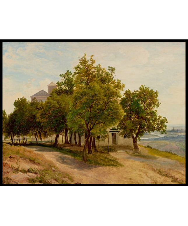 Baumgruppe auf dem Kahlenberg mit Blick auf Wien