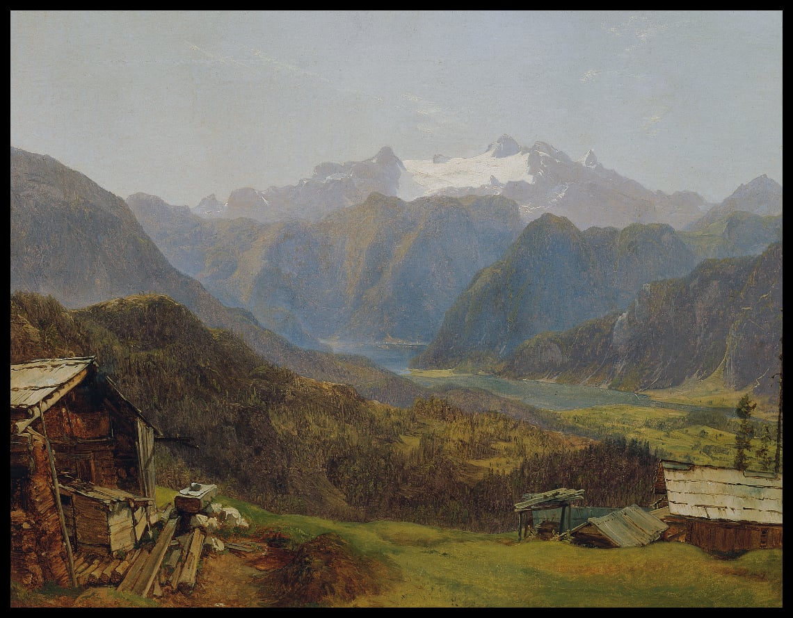 Blick von der Hütteneckalm auf den Hallstätter See und den Dachstein