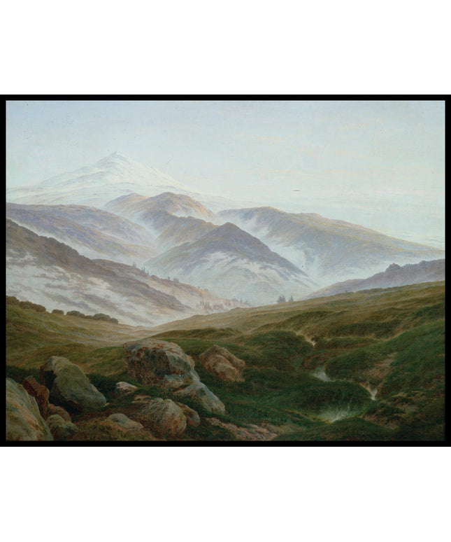 Ein Kunstdruck von einem Blick über das Riesengebirge in Polen