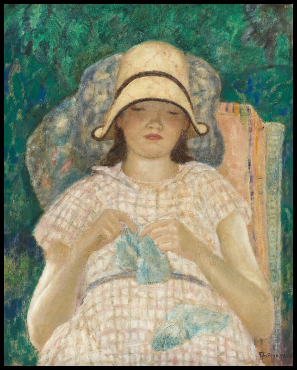 Girl knitting