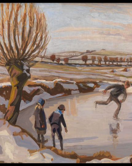 Winter has arrived. Landscape with Ice Skaters