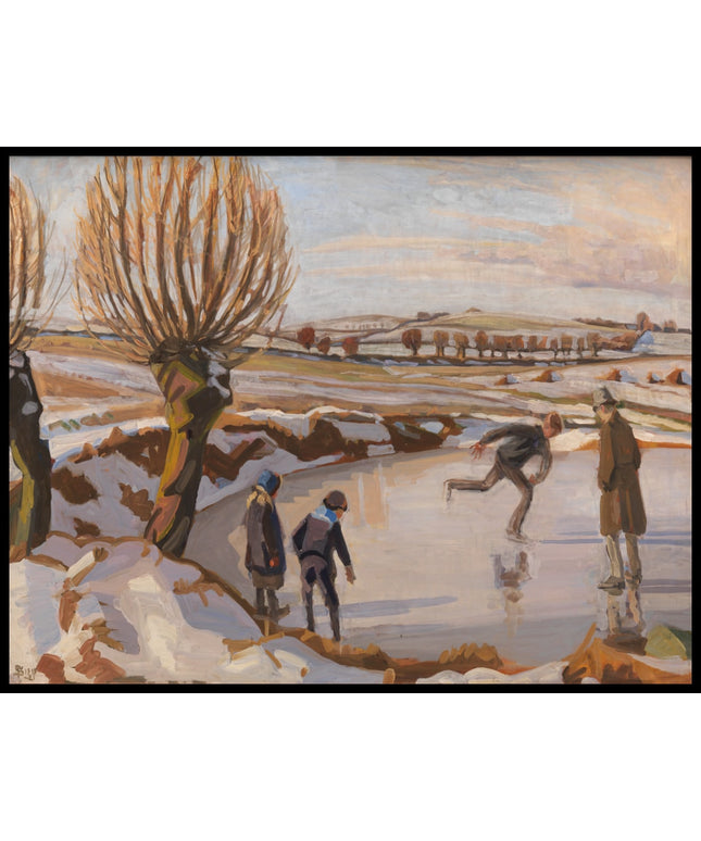 Winter has arrived. Landscape with Ice Skaters