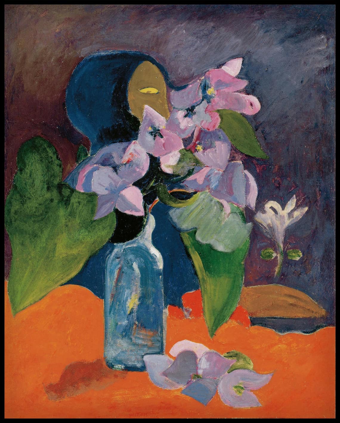 Still life with flowers and idol
