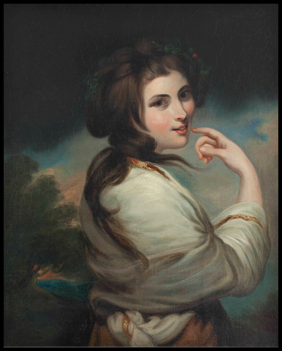 Portrait of Emma, Lady Hamilton, a landscape beyond