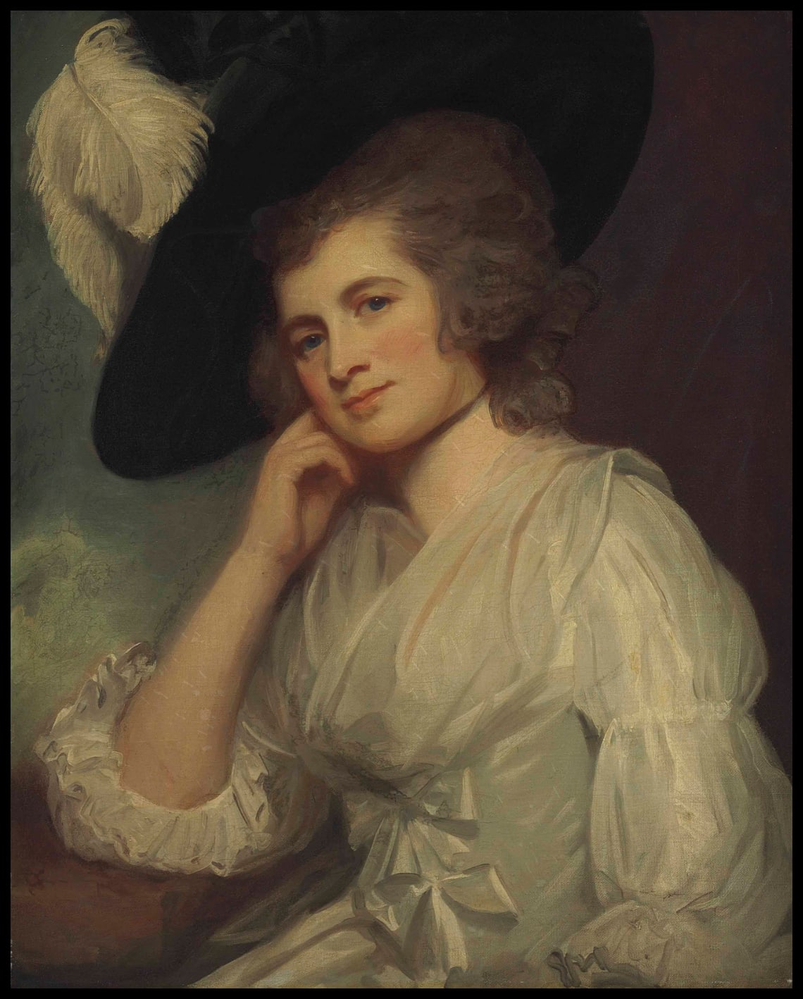 Portrait of Lady Laetitia à Court, in a white muslin dress