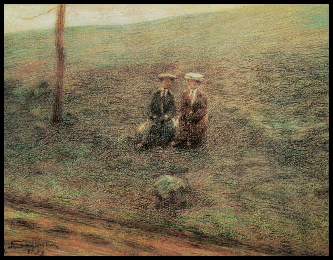 Landschaft mit zwei Figuren