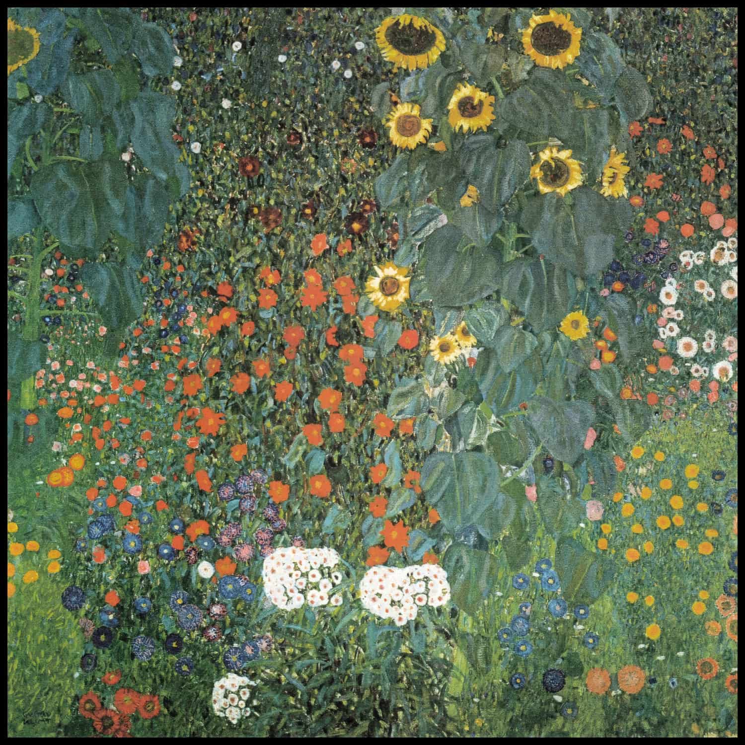 Cottage garden with sunflowers