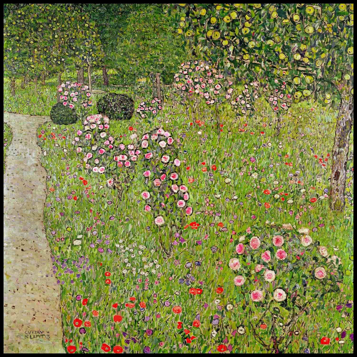 Orchard with roses