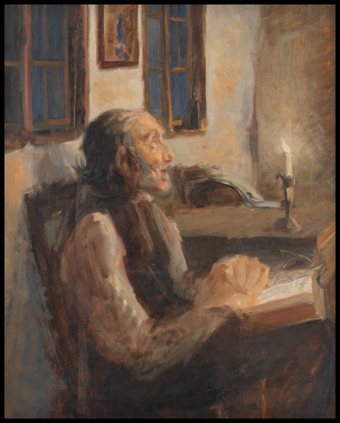 Le vieil homme à la lumière de l'hospice