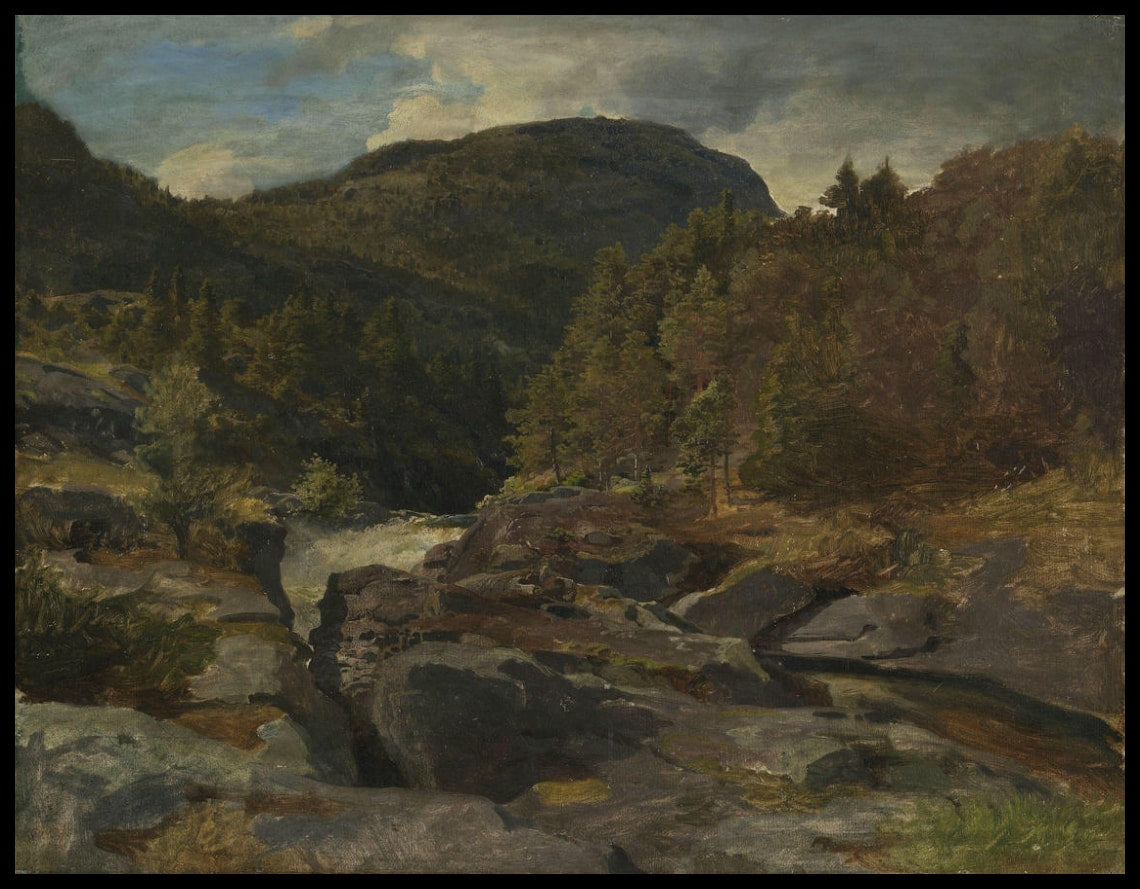 Paysage avec chute d'eau