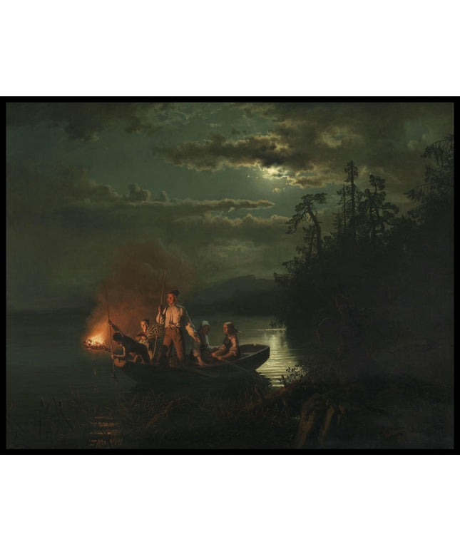 Night spear fishing on the Krøderen Lake