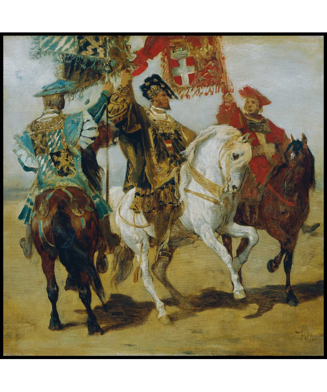 Drei berittene Standartenträger