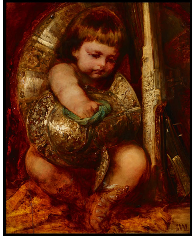 Putto, die Waffen des Mars reinigend