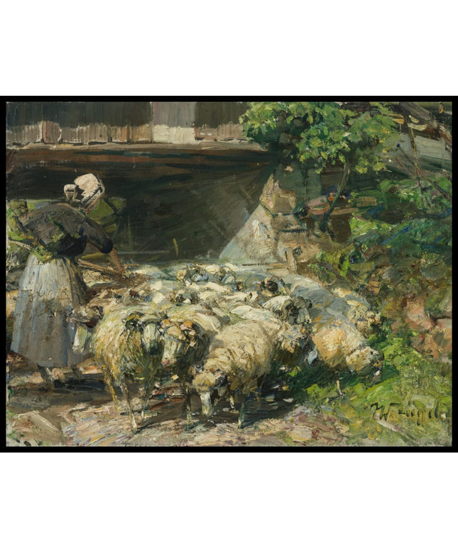 Schafherde auf dem Weg durch die Durchfahrt am Wolkenhof in Murrhardt