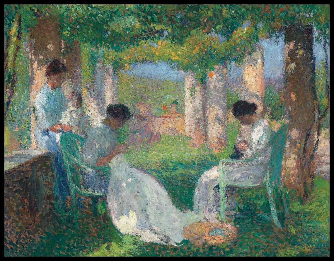 Couture sous la grande pergola