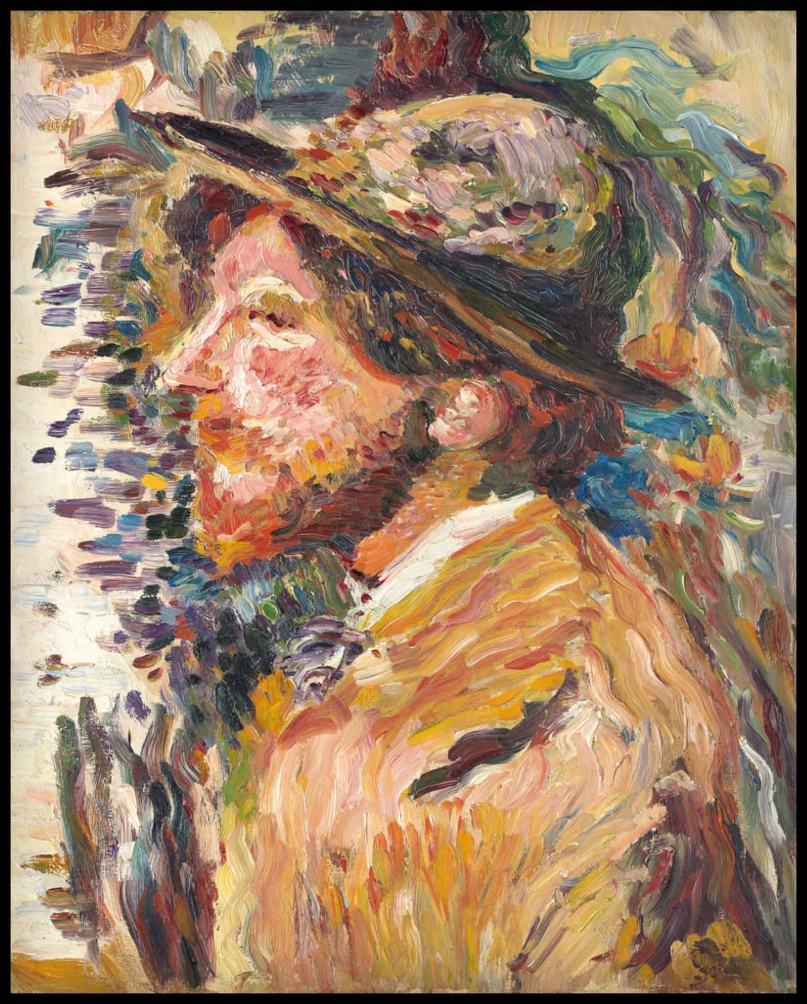 Homme en buste de profil avec un chapeau