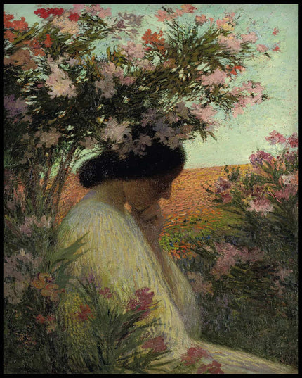 La pensée, Femme en méditation dans un bosquet de laurier rose