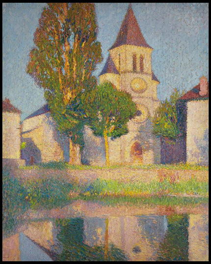 L'église de Labastide, vue rapprochée reflétée dans le Vert