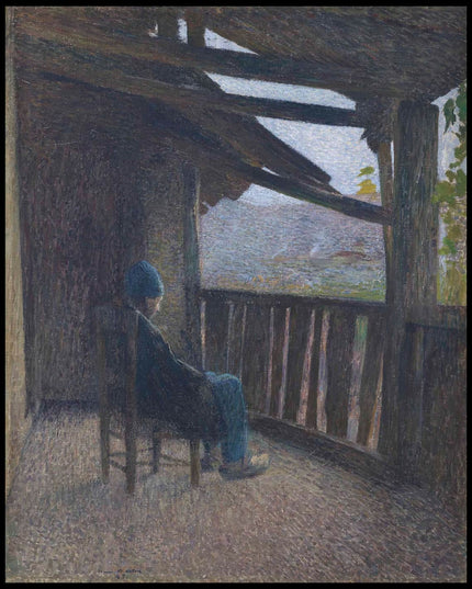 Paysan assis sur une terrasse