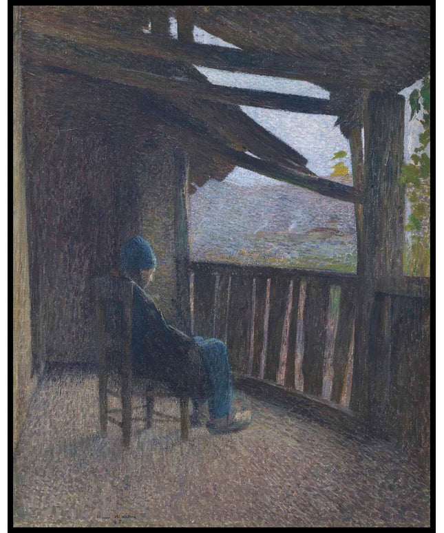 Paysan assis sur une terrasse