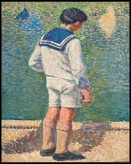 Petit garçon au bord du Bassin du Jardin du Luxembourg à Paris