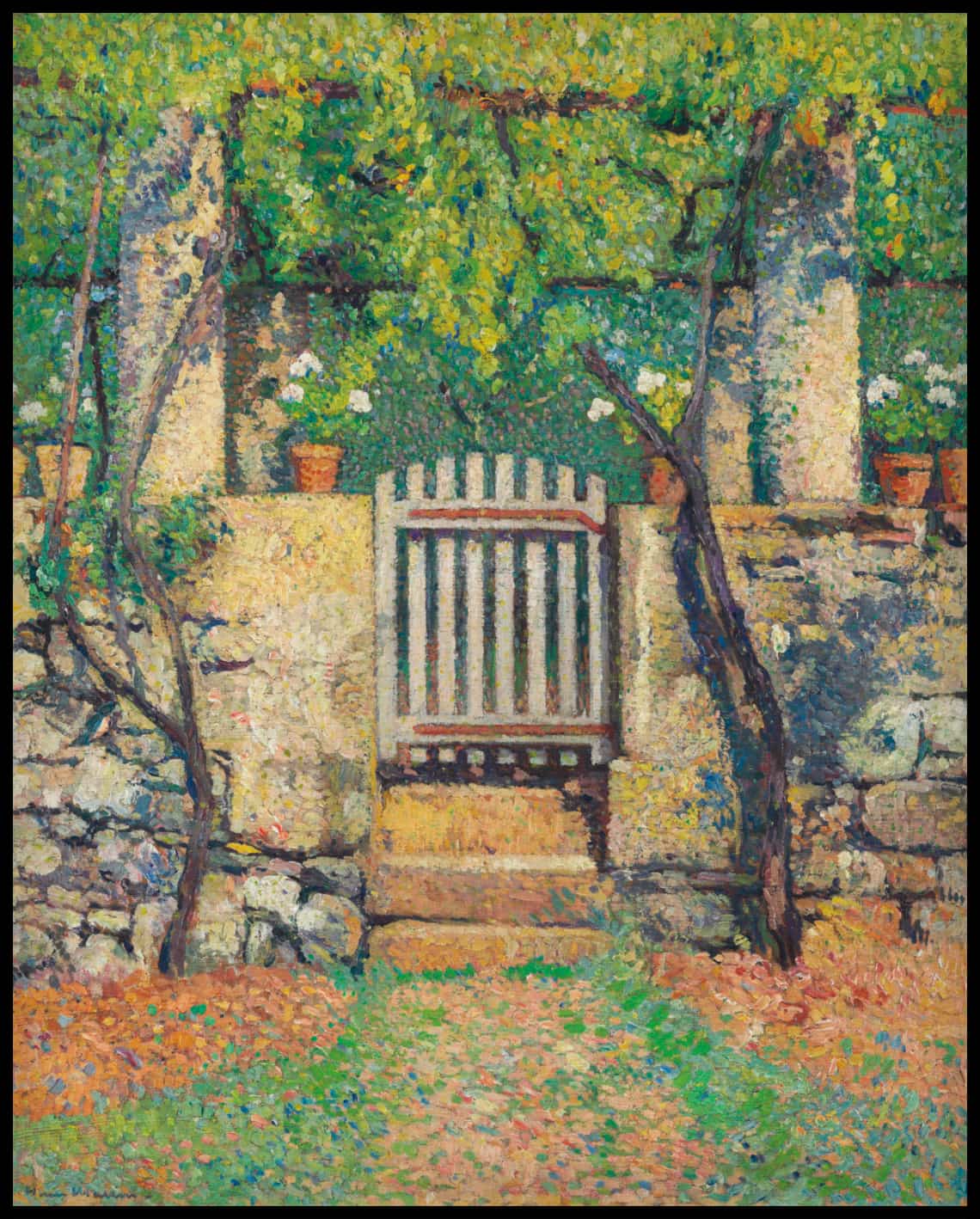 Portillon donnant sur le potager de Marquayrol, vu du potager