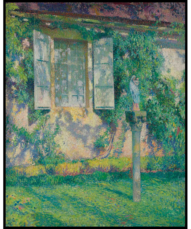 Vierge à l'enfant sur une colonne devant la façade de Marquayrol