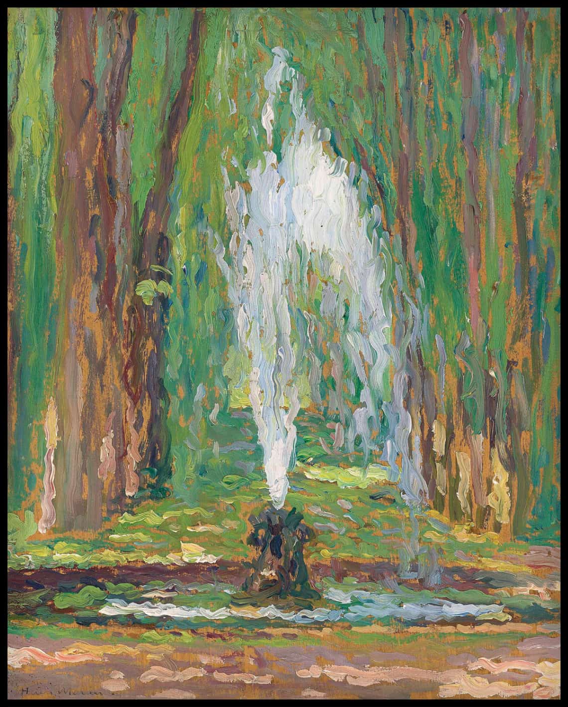 Vue d'une fontaine dans une allée du parc de Versailles