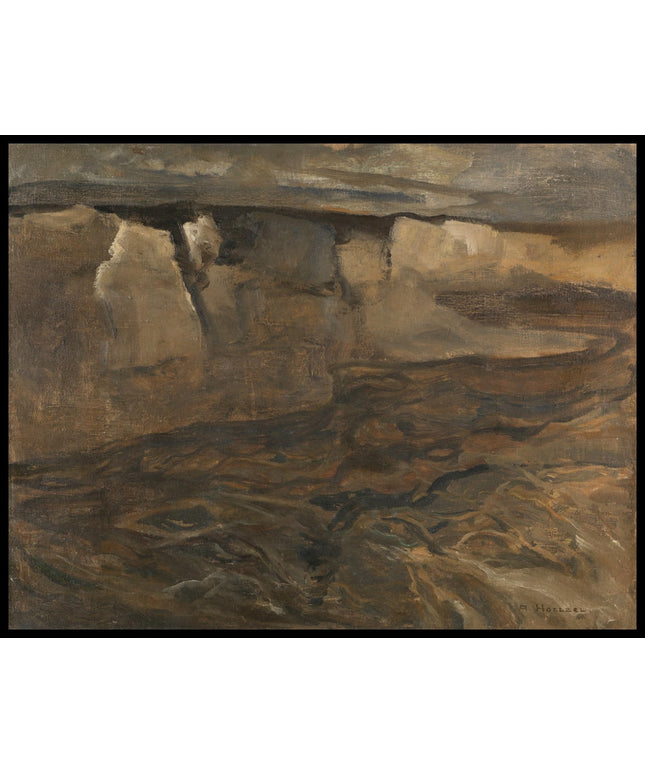 Landschaft mit weissem Felsen